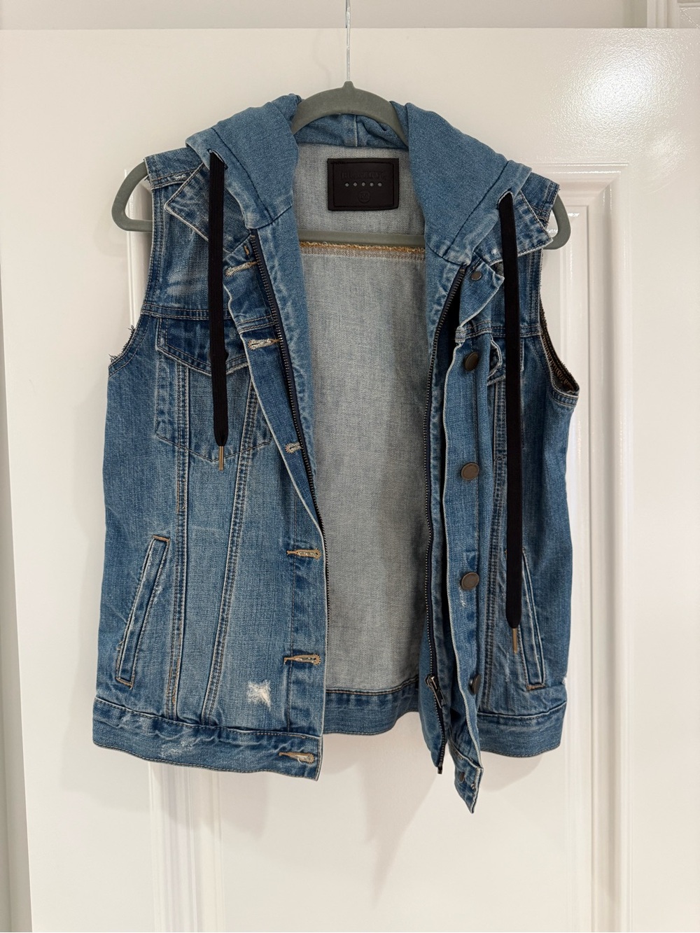 Blank NYC Blue Denim Hooded Vest